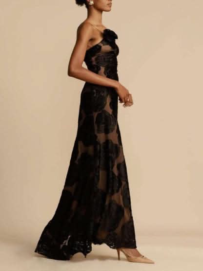 Nona 3d Rose Maxi Dress