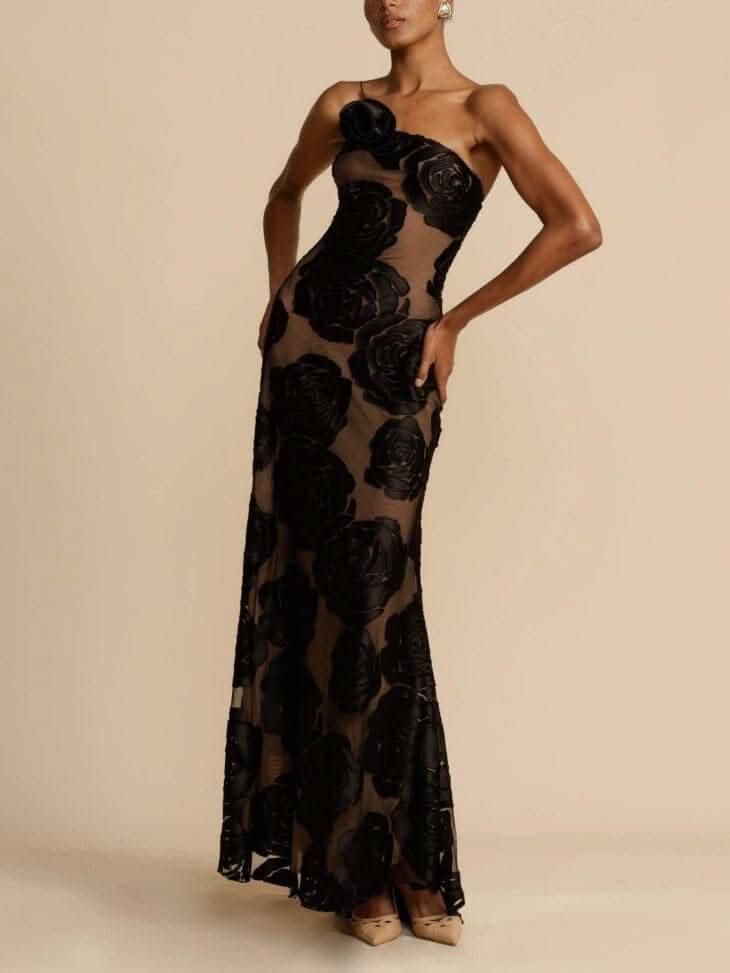 Nona 3d Rose Maxi Dress
