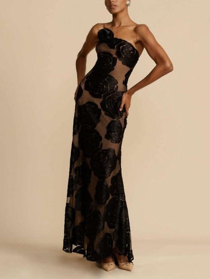 Nona 3d Rose Maxi Dress