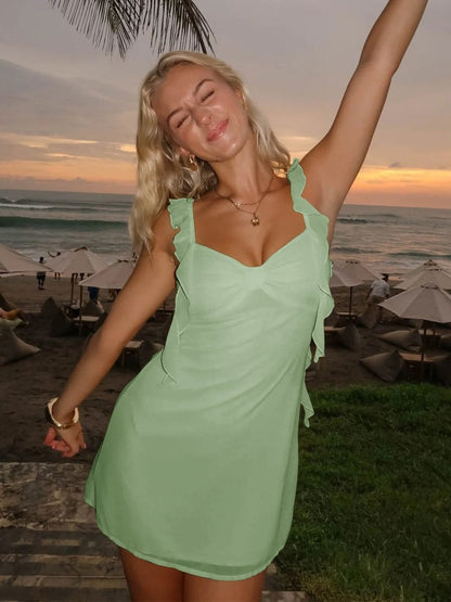 Violet Chiffon Ruffle Dress