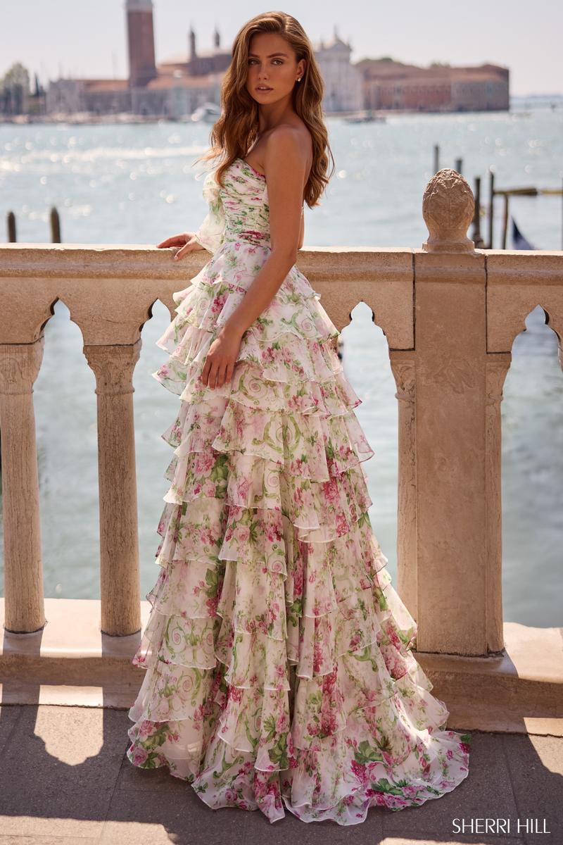 Evangeline Printed Silk Prom Dress