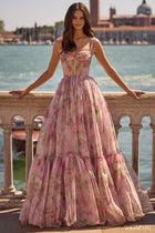 Ophelia Illusion Floral Prom Dress