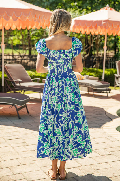 Capri Floral Maxi Dress in Bloom Blue