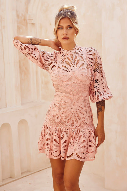 Grace Linen Mini Dress in Cornflower