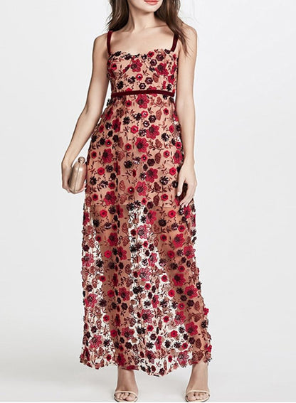 Margot Red Print Maxi Dress