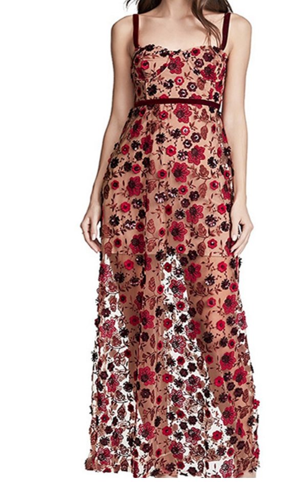 Margot Red Print Maxi Dress