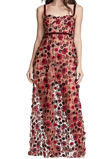 Margot Red Print Maxi Dress