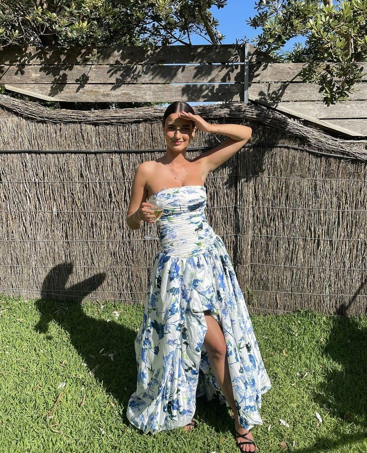 Arabella Floral Print Strapless Gown