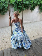 Arabella Floral Print Strapless Gown