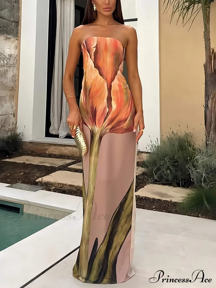 Celestine Graffiti Off-Shoulder Maxi Dress