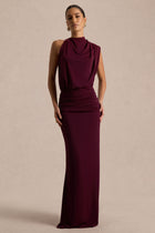 Umaira Burgundy High-Neck Maxi Dress