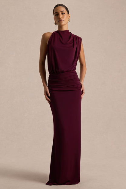 Umaira Burgundy High-Neck Maxi Dress