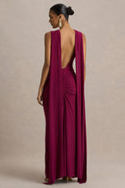 Margot Burgundy Boat-Neck Maxi Dress