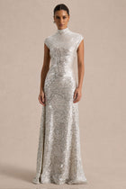 Cecy Silver Sequin Maxi Dress