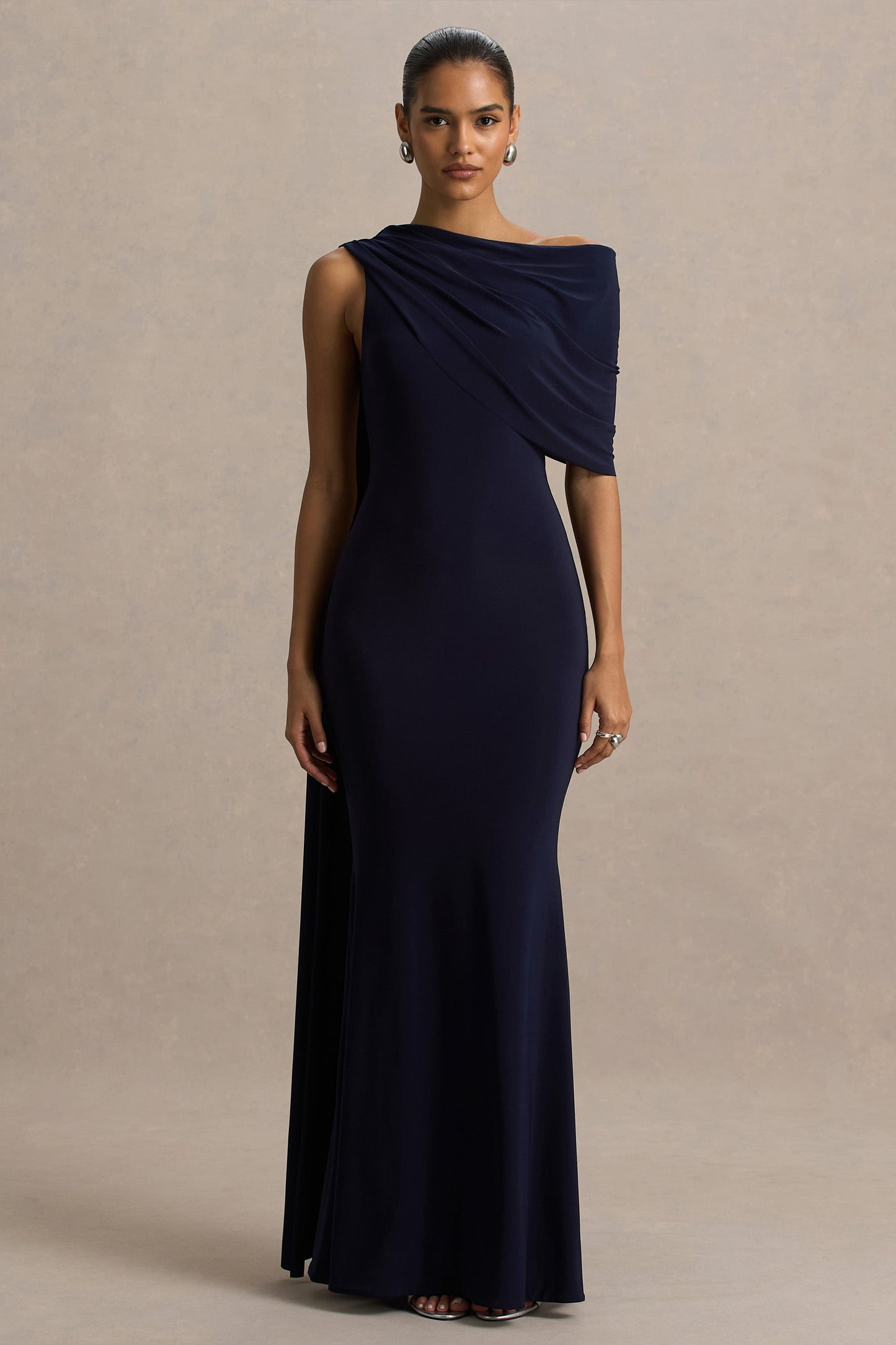 Tiana Navy Asymmetric Maxi Dress