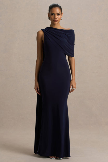 Tiana Navy Asymmetric Maxi Dress