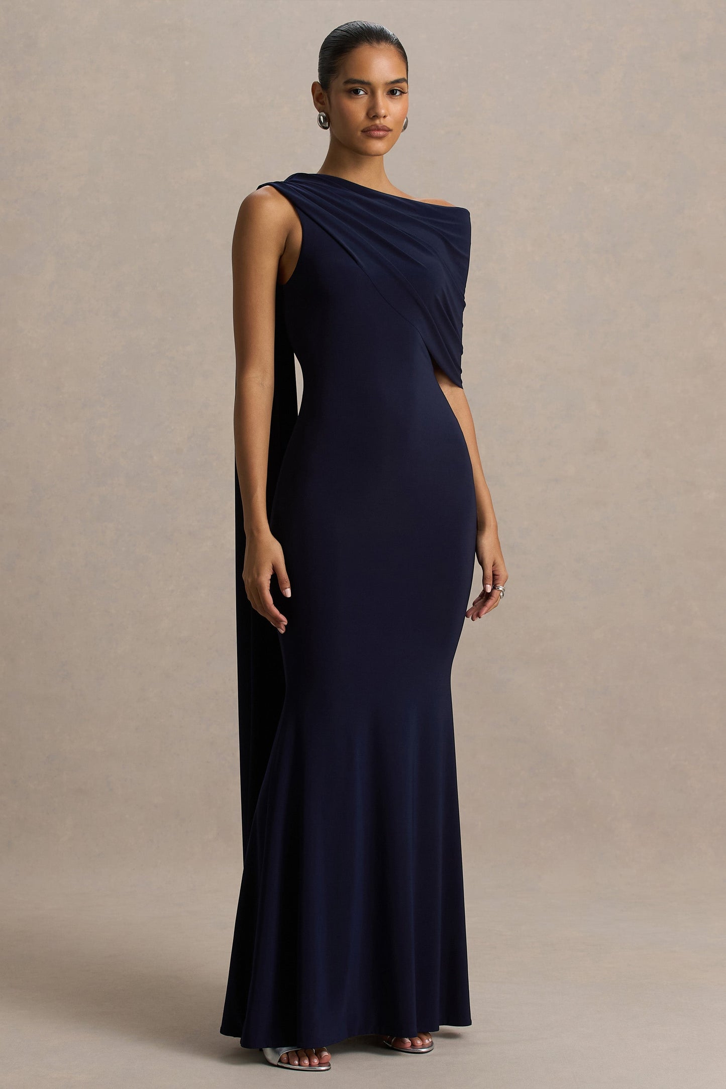 Tiana Navy Asymmetric Maxi Dress