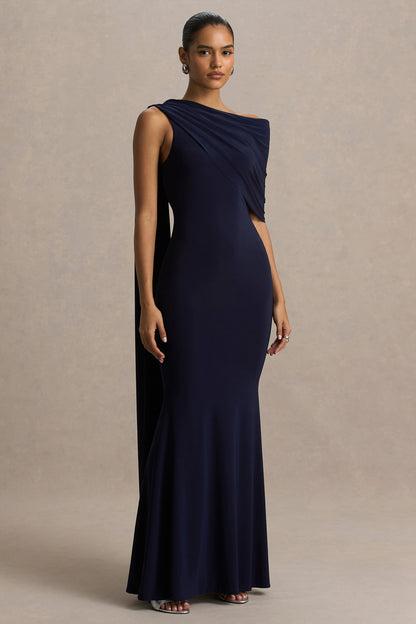 Tiana Navy Asymmetric Maxi Dress