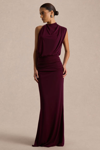 Umaira Burgundy High-Neck Maxi Dress