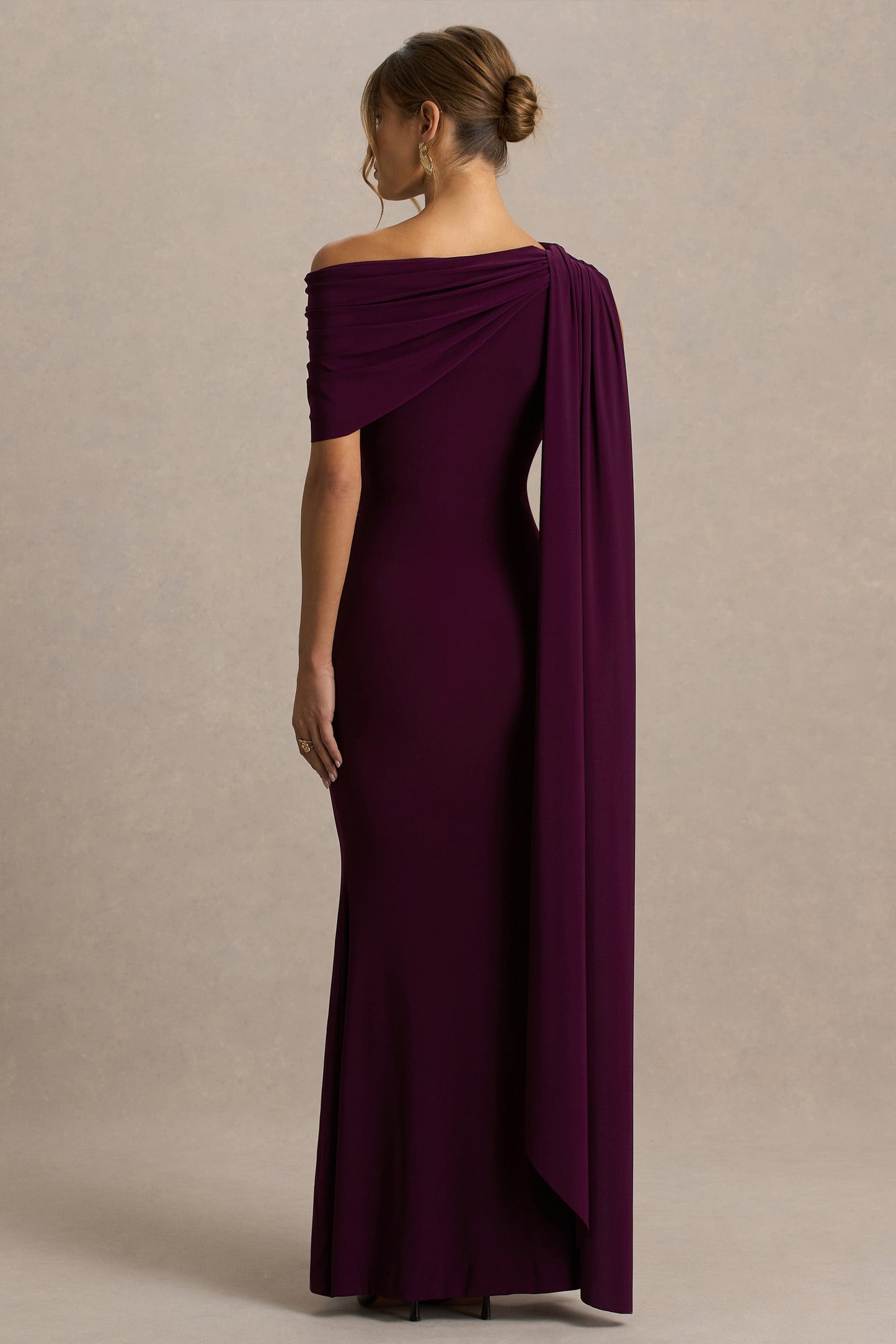 Tiana Draped Maxi Dress in Dark Plum