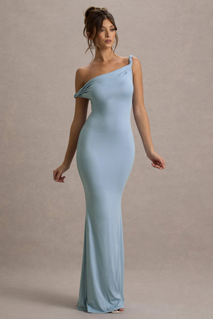 Lita Twisted Asymmetric Maxi Dress in Powder Blue