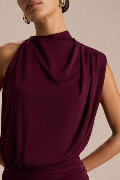 Umaira Burgundy High-Neck Maxi Dress