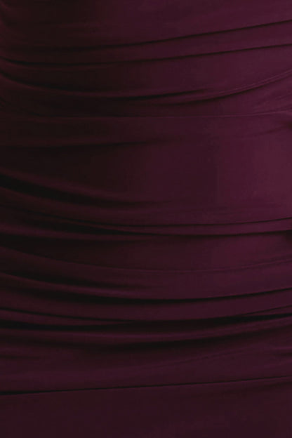 Dalarie One-Shoulder Gathered Maxi Dress in Port
