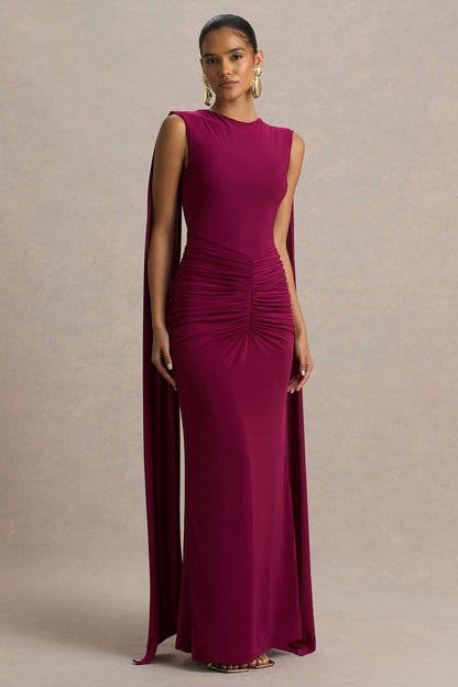 Margot Burgundy Boat-Neck Maxi Dress