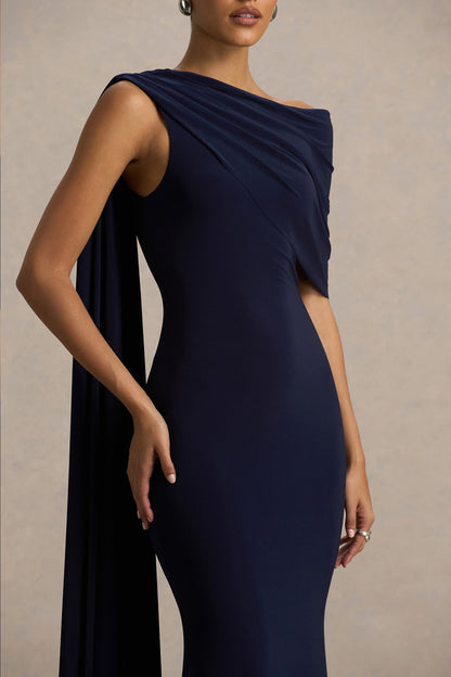 Tiana Navy Asymmetric Maxi Dress