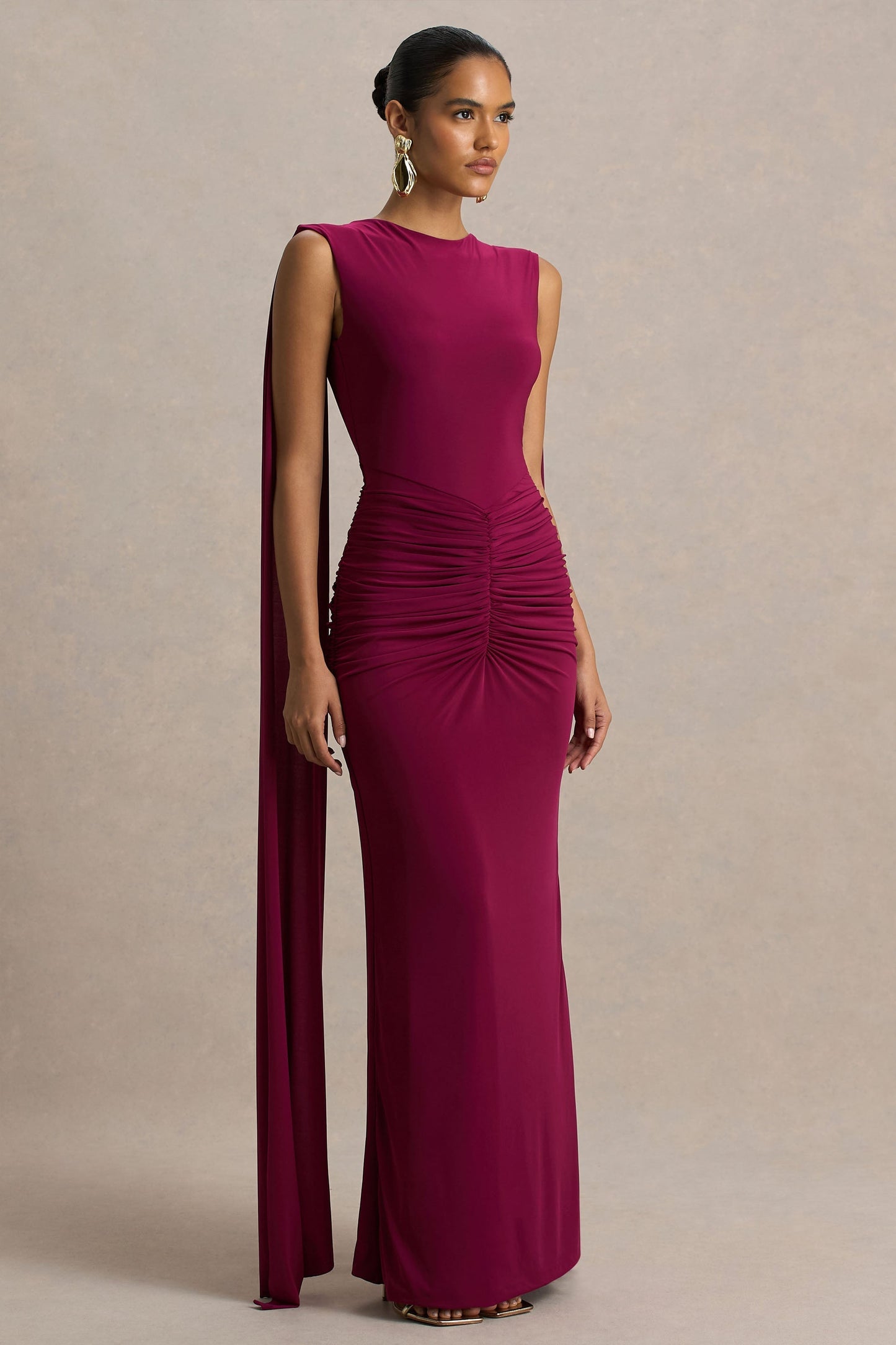 Margot Burgundy Boat-Neck Maxi Dress