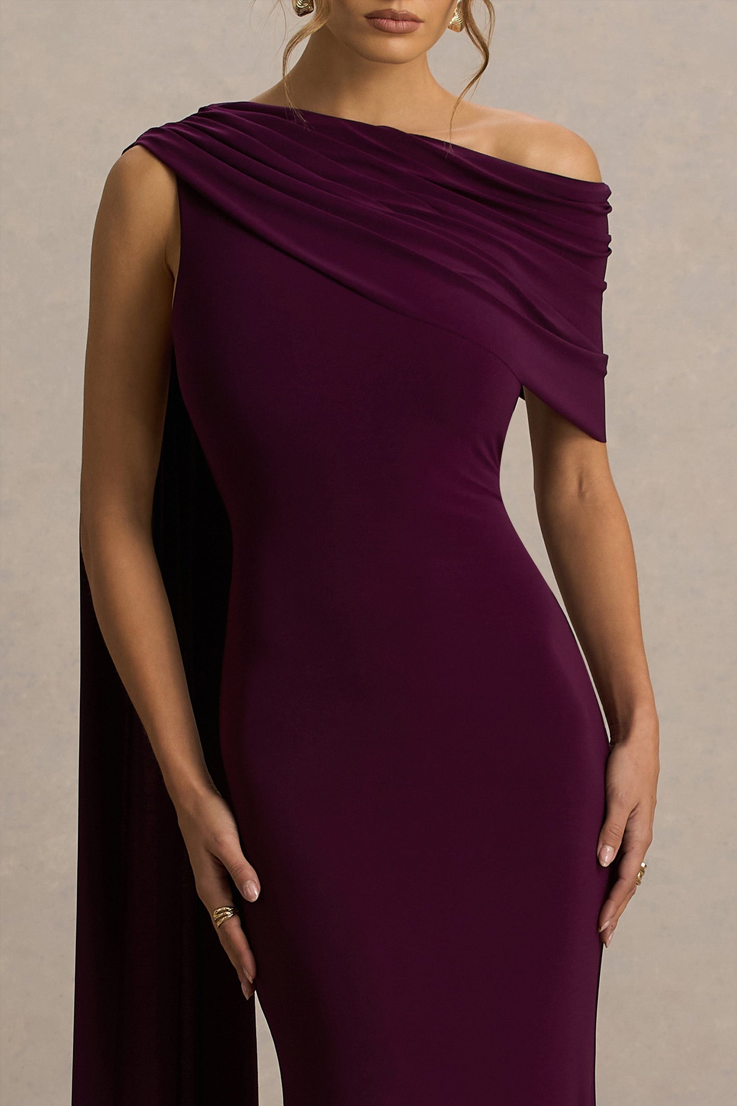 Tiana Draped Maxi Dress in Dark Plum