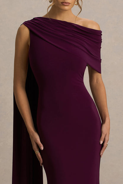 Tiana Draped Maxi Dress in Dark Plum