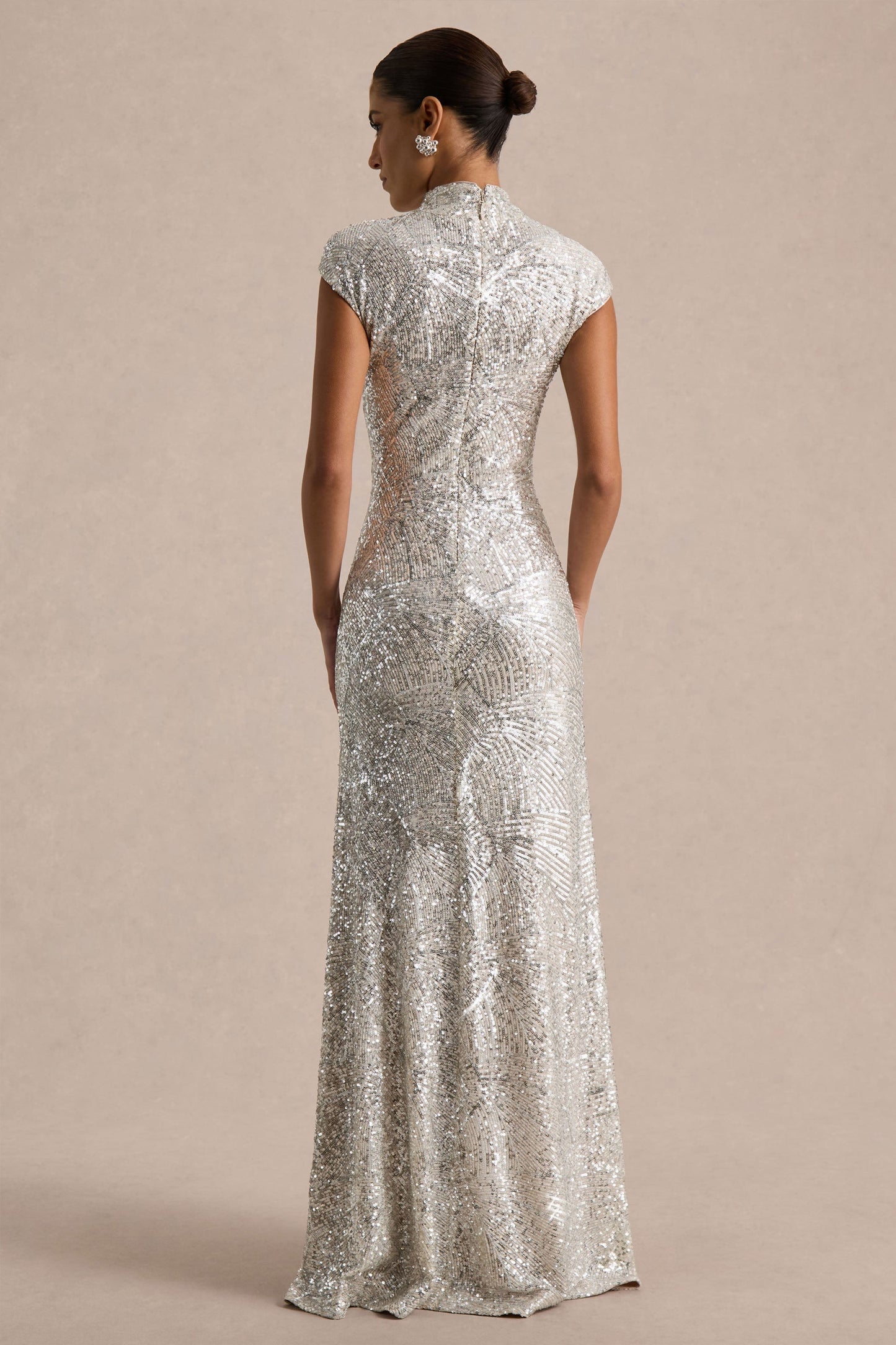 Cecy Silver Sequin Maxi Dress