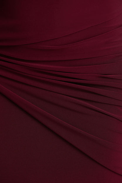 Arabella Burgundy High-Neck Maxi Dress