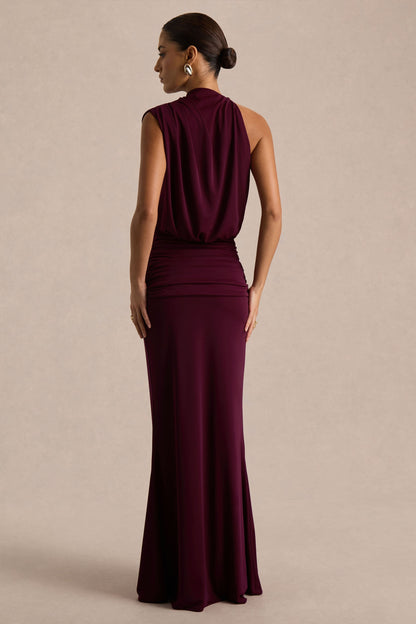 Umaira Burgundy High-Neck Maxi Dress