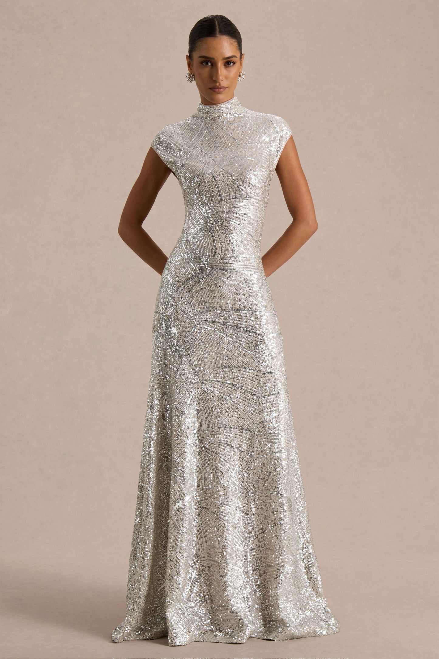 Cecy Silver Sequin Maxi Dress