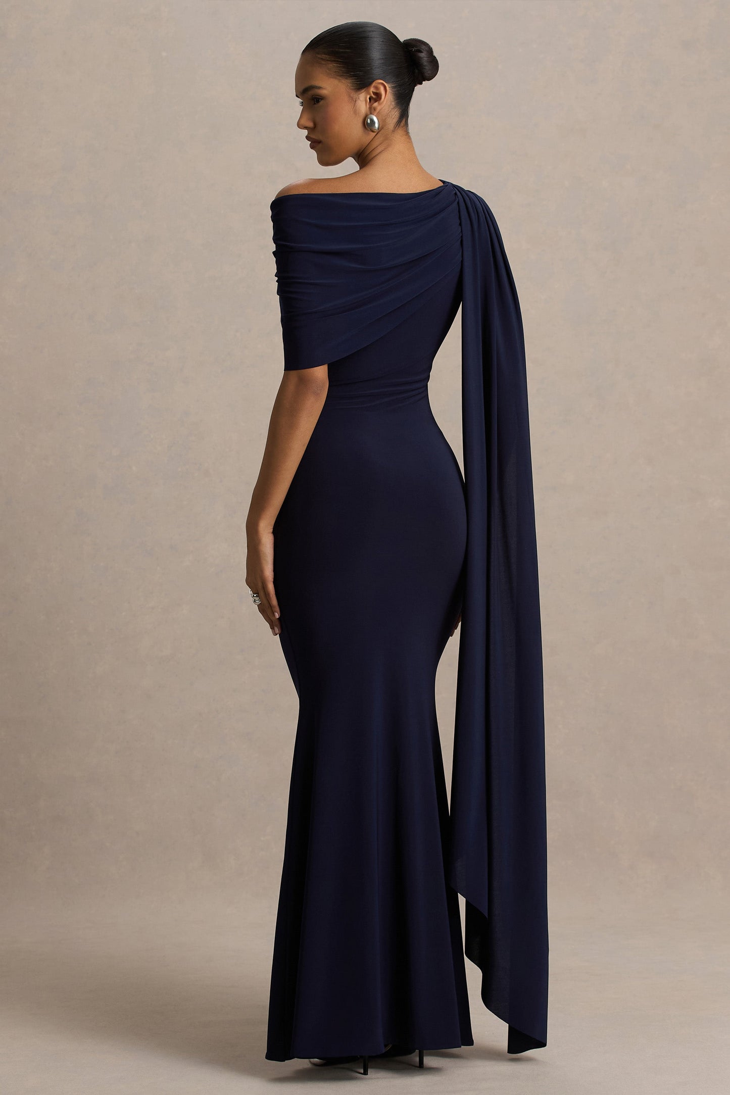 Tiana Navy Asymmetric Maxi Dress