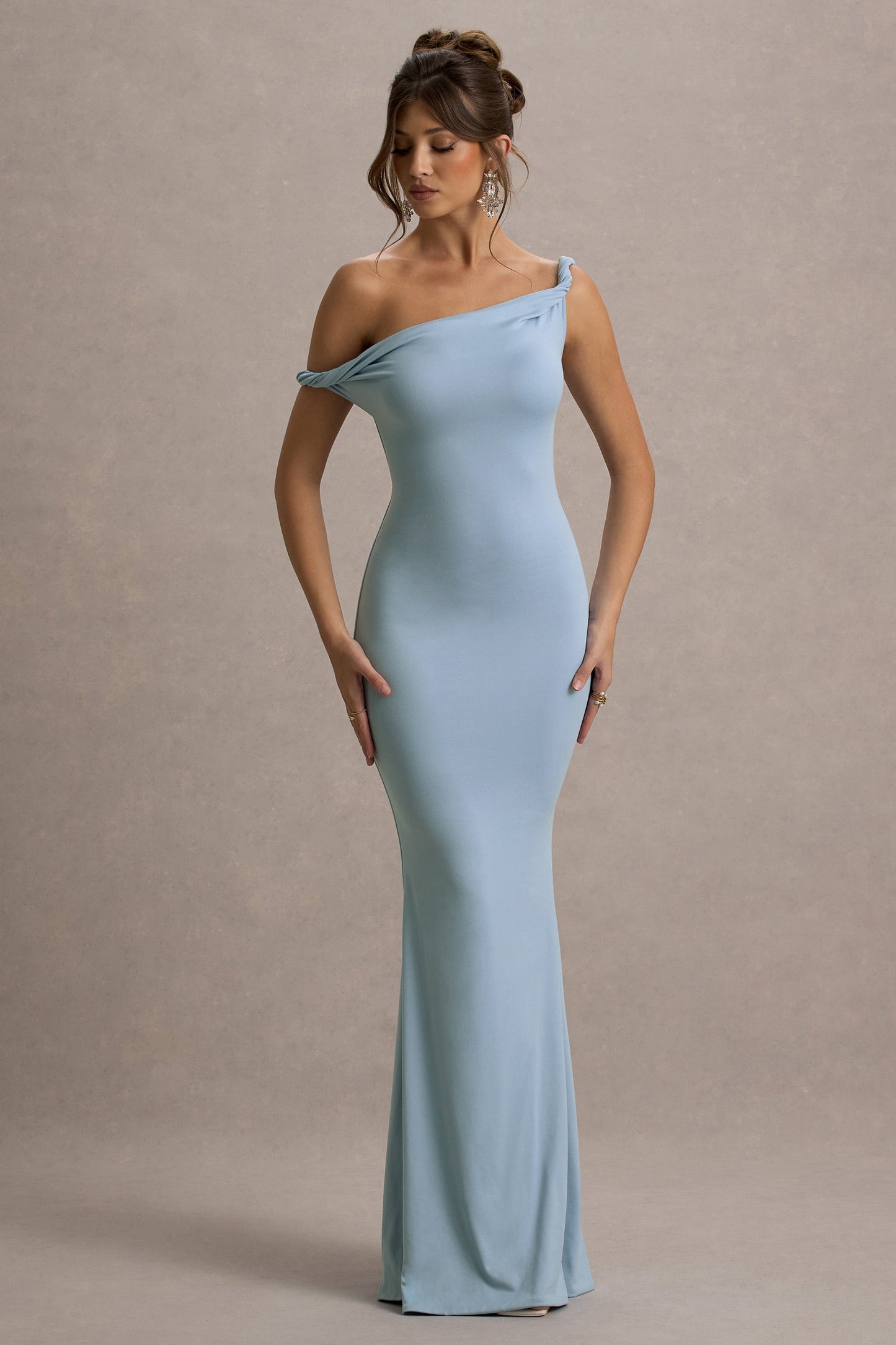 Lita Twisted Asymmetric Maxi Dress in Powder Blue