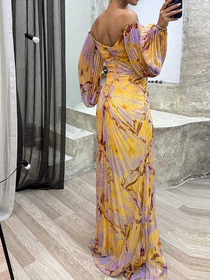 Saffron Off Shoulder Maxi Dress