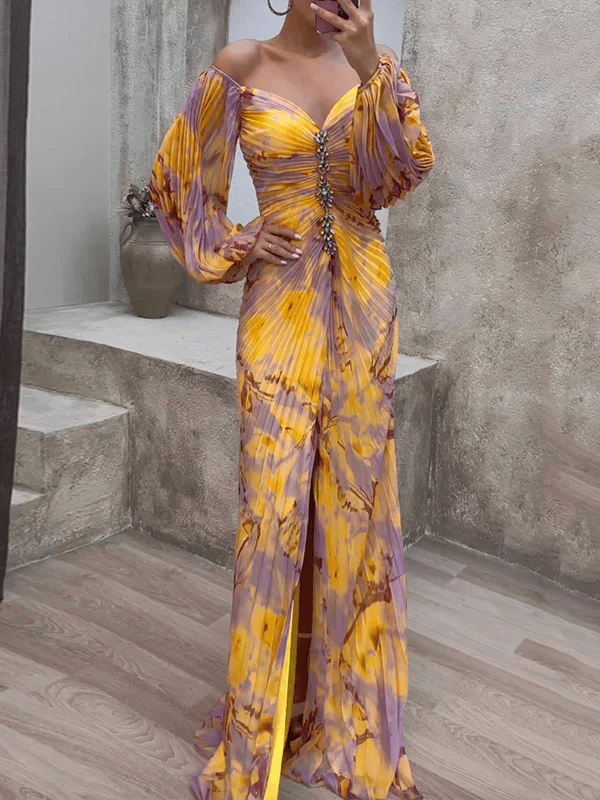 Saffron Off Shoulder Maxi Dress