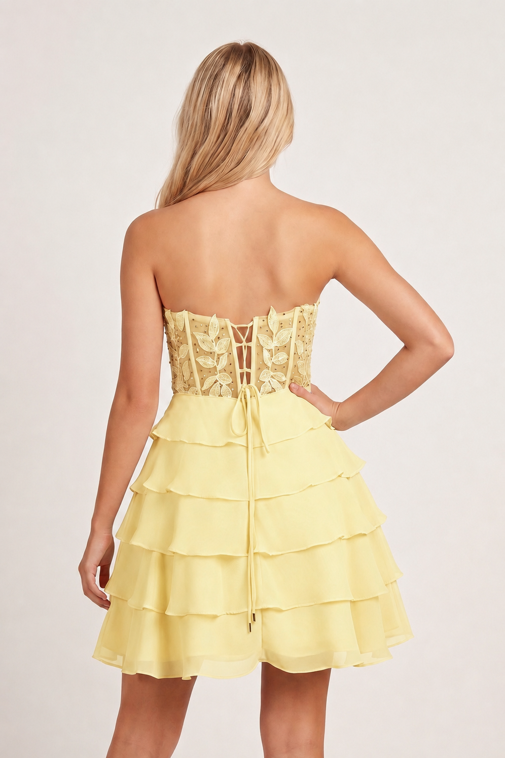 Delphine Tiered Corset Homecoming Dress